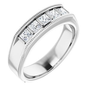 14K White 3/4 CTW Diamond Men's Ring