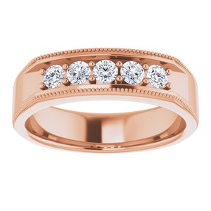 14K Rose 1/2 CTW Diamond Men's Ring