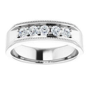 14K White 1/2 CTW Diamond Men's Ring