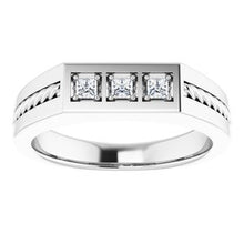 Charger l'image dans la galerie, Bague pour homme en platine de 2,25 x 2,25 mm avec diamant carré 1/5 CTW
