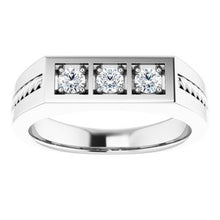 Load image into Gallery viewer, Platinum 3.2 mm Round 1/3 CTW Diamond Men's Ring
