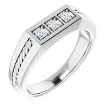 Charger l'image dans la galerie, Bague pour homme en platine de 2,25 x 2,25 mm avec diamant carré 1/5 CTW

