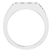 Charger l'image dans la galerie, Bague pour homme en platine 2,5 x 2,5 mm avec diamant carré 1/4 CTW
