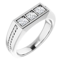 Load image into Gallery viewer, Platinum 3x3 mm Square 1/2 CTW Diamond Men's Ring
