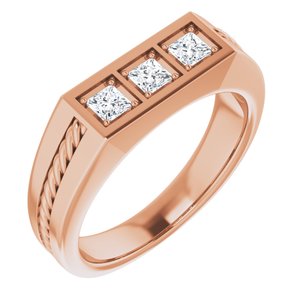 Bague pour homme en diamant 14K rose 3x3 mm carré 1/2 CTW