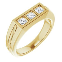Charger l'image dans la galerie, Bague pour homme en or jaune 14 carats 3x3 mm avec diamant 1/2 CTW

