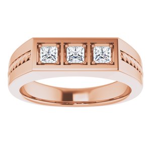 Bague pour homme en diamant 14K rose 3x3 mm carré 1/2 CTW