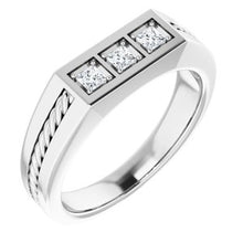 Charger l'image dans la galerie, Bague pour homme en platine 2,5 x 2,5 mm avec diamant carré 1/4 CTW
