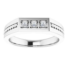 Load image into Gallery viewer, Platinum 2x2 mm Square 1/6 CTW Diamond Men&#39;s Ring
