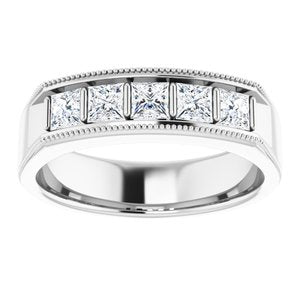 Bague pour homme en or blanc 14K avec 1 CTW et diamant