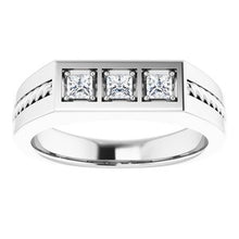 Load image into Gallery viewer, Platinum 2.75x2.75 mm Square 3/8 CTW Diamond Men's Ring
