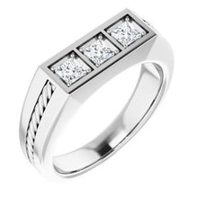 Load image into Gallery viewer, Platinum 3.25x3.25 mm Square 5/8 CTW Diamond Men&#39;s Ring
