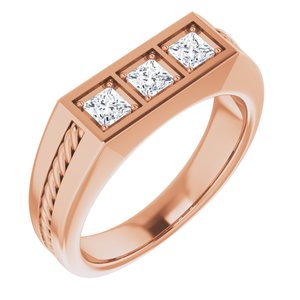 Bague pour homme en diamant 14K rose 3,25x3,25 mm avec carré 5/8 CTW et diamants