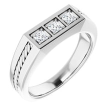 Load image into Gallery viewer, Platinum 2.75x2.75 mm Square 3/8 CTW Diamond Men's Ring
