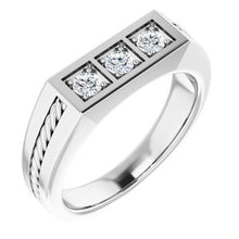 Load image into Gallery viewer, Platinum 3.2 mm Round 1/3 CTW Diamond Men's Ring
