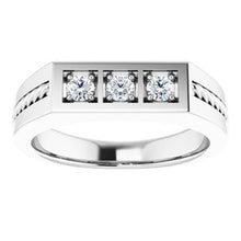 Charger l'image dans la galerie, Bague pour homme en platine 3 mm ronde avec diamant 1/3 CTW
