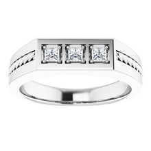 Load image into Gallery viewer, Platinum 2.5x2.5 mm Square 1/4 CTW Diamond Men&#39;s Ring
