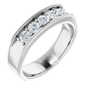 14K White 3/4 CTW Diamond Men's Ring