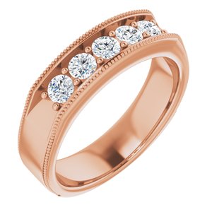 Bague pour homme en or rose 14K avec diamant de 3/4 CTW