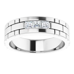 14K White 3/8 CTW Diamond Men's Ring