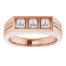Charger l&#39;image dans la galerie, Bague pour homme en diamant 14K rose 3,25x3,25 mm avec carré 5/8 CTW et diamants
