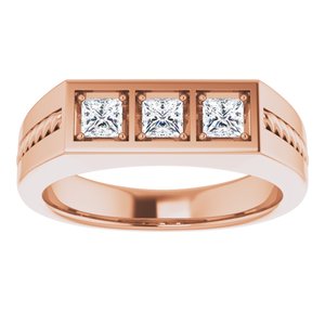 Bague pour homme en diamant 14K rose 3,25x3,25 mm avec carré 5/8 CTW et diamants