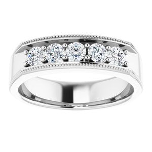 14K White 3/4 CTW Diamond Men's Ring