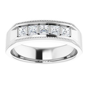 14K White 5/8 CTW Diamond Men's Ring
