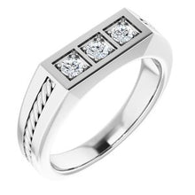 Charger l'image dans la galerie, Bague pour homme en platine 3 mm ronde avec diamant 1/3 CTW
