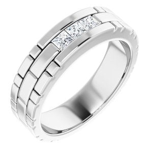 14K White 3/8 CTW Diamond Men's Ring