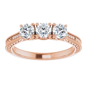 14K Rose 4.1 mm rond 7/8 CTW diamant anniversaire bande