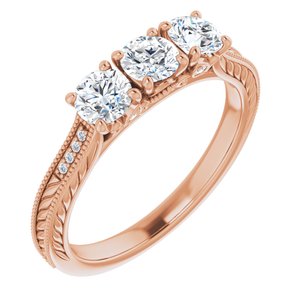 14K Rose 4.1 mm rond 7/8 CTW diamant anniversaire bande