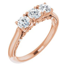 Charger l&#39;image dans la galerie, 14K Rose 4.1 mm rond 7/8 CTW diamant anniversaire bande
