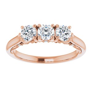 14K Rose 4.1 mm rond 7/8 CTW diamant anniversaire bande