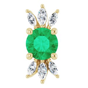 14K Yellow Emerald & 1/4 CTW Diamond Pendant
