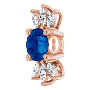Pendentif saphir bleu 14K et diamant 1/4 CTW