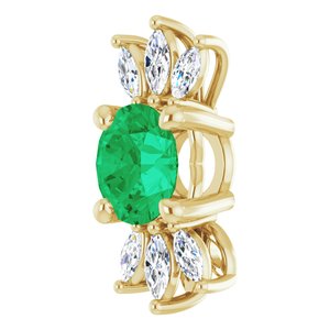14K Yellow Emerald & 1/4 CTW Diamond Pendant