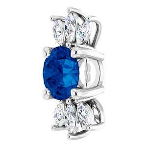 Sterling Silver Blue Sapphire & 1/4 CTW Diamond Pendant
