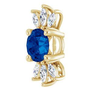 14K Yellow Blue Sapphire & 1/4 CTW Diamond Pendant
