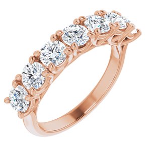 14K Rose 4.1 mm Round Seven-Stone Anniversary Band Mounting