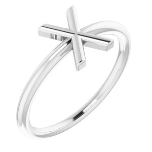 Sterling Silver Initial X Ring