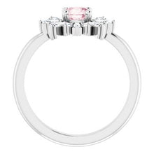 Load image into Gallery viewer, Platinum 5 mm Round Pink Morganite &amp; 3/8 CTW Diamond Ring
