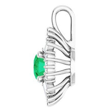 Load image into Gallery viewer, Sterling Silver Emerald &amp; 1/3 CTW Diamond Pendant
