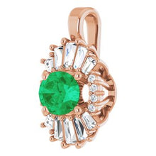 Load image into Gallery viewer, 14K Rose Emerald &amp; 1/3 CTW Diamond Pendant
