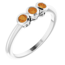 Load image into Gallery viewer, Sterling Silver Citrine Three-Stone Bezel-Set Ring
