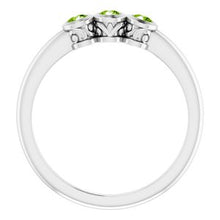 Load image into Gallery viewer, Sterling Silver Peridot Three-Stone Bezel-Set Ring
