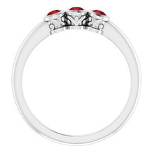 Load image into Gallery viewer, Sterling Silver Mozambique Garnet Three-Stone Bezel-Set Ring
