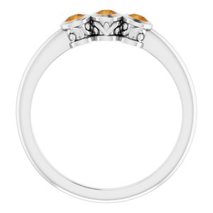 Sterling Silver Citrine Three-Stone Bezel-Set Ring
