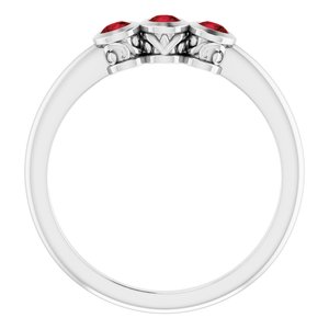 Sterling Silver Mozambique Garnet Three-Stone Bezel-Set Ring