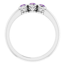 Load image into Gallery viewer, Sterling Silver Amethyst Three-Stone Bezel-Set Ring
